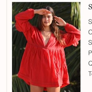 Free People Seashell Skort Romper in Red